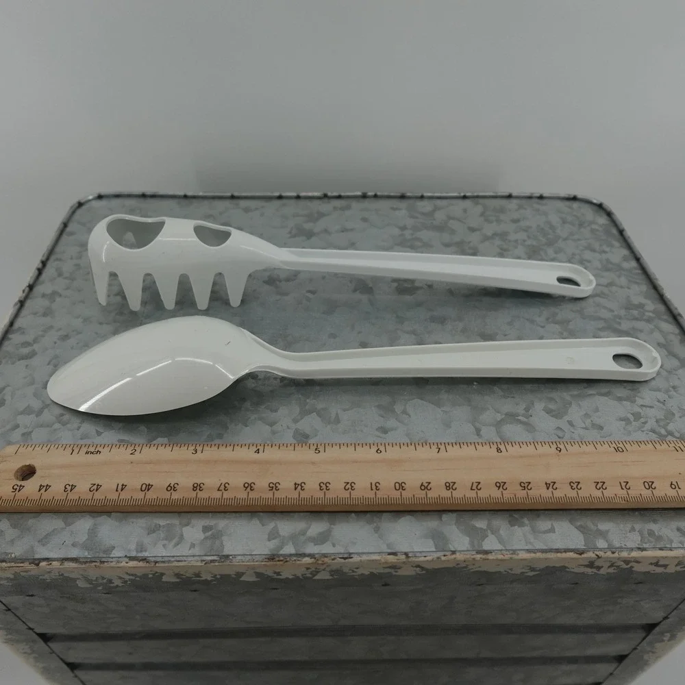 White‎ Melamine Kitchen Utensil Set Pasta Server and Serving Spoon 11.5 Inch